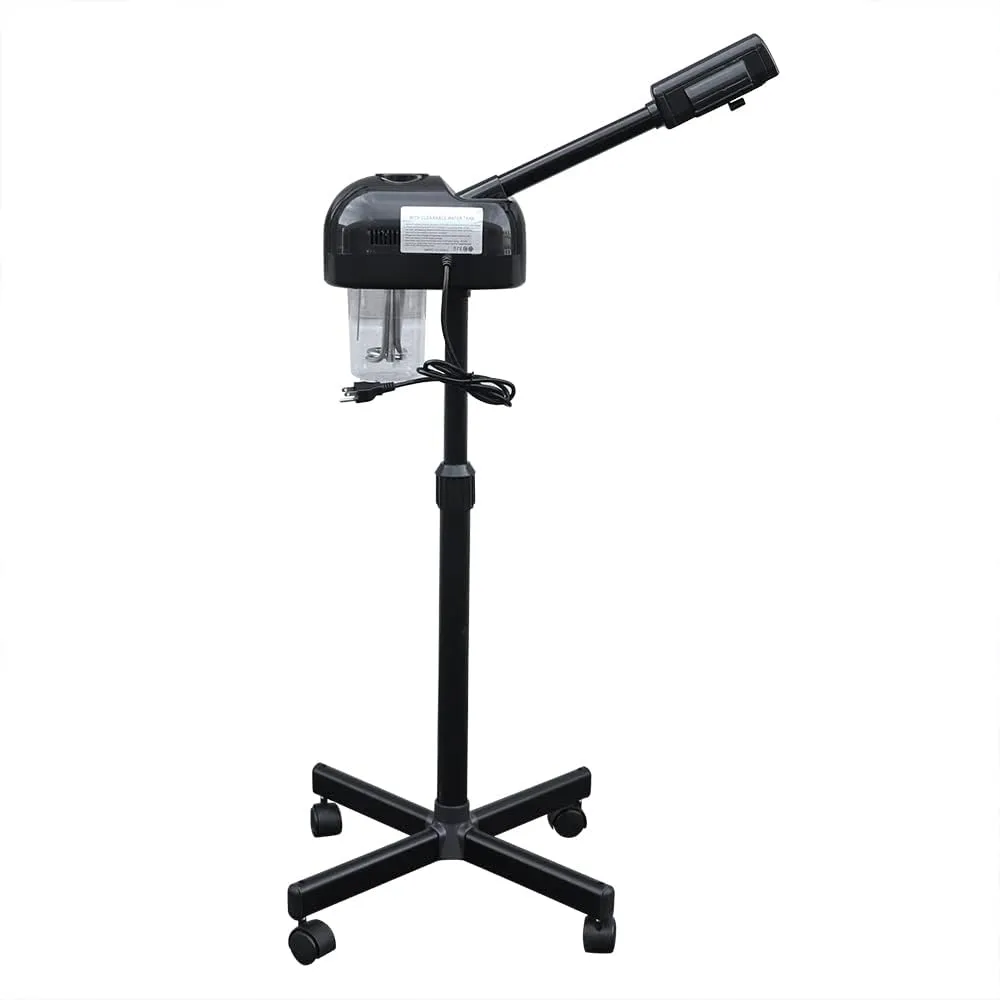 LCD Ozone Facial Steamer, Professional Salon Spa Steamer Beauty Equipment, Spray 107.6℉ Warm Steam, 360° Rotatable Nozzle, Timer Function, Adjustable Height, Rolling Wheels