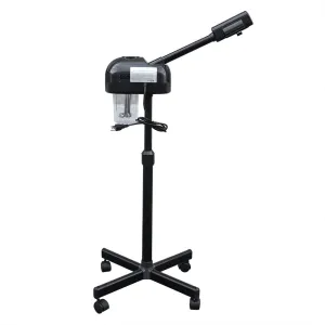 LCD Ozone Facial Steamer, Professional Salon Spa Steamer Beauty Equipment, Spray 107.6℉ Warm Steam, 360° Rotatable Nozzle, Timer Function, Adjustable Height, Rolling Wheels
