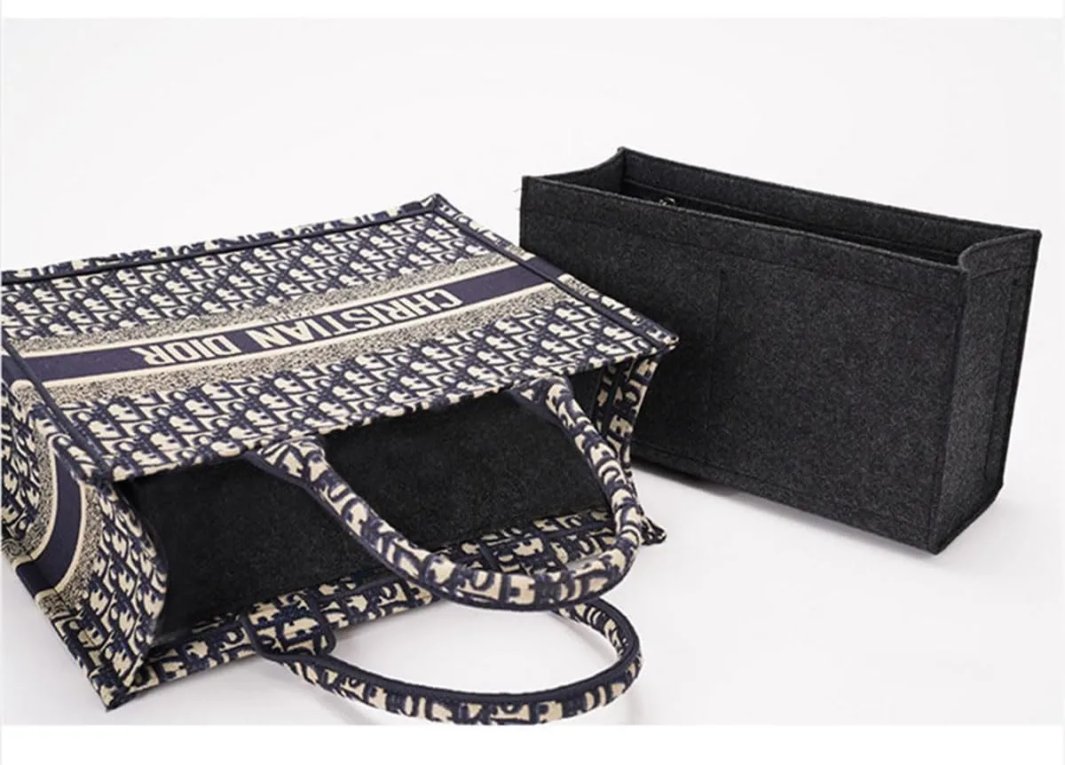 Lckaey bag organizer for book mini tote bag woman felt insert bag organizer 2008Darkgrey -Small