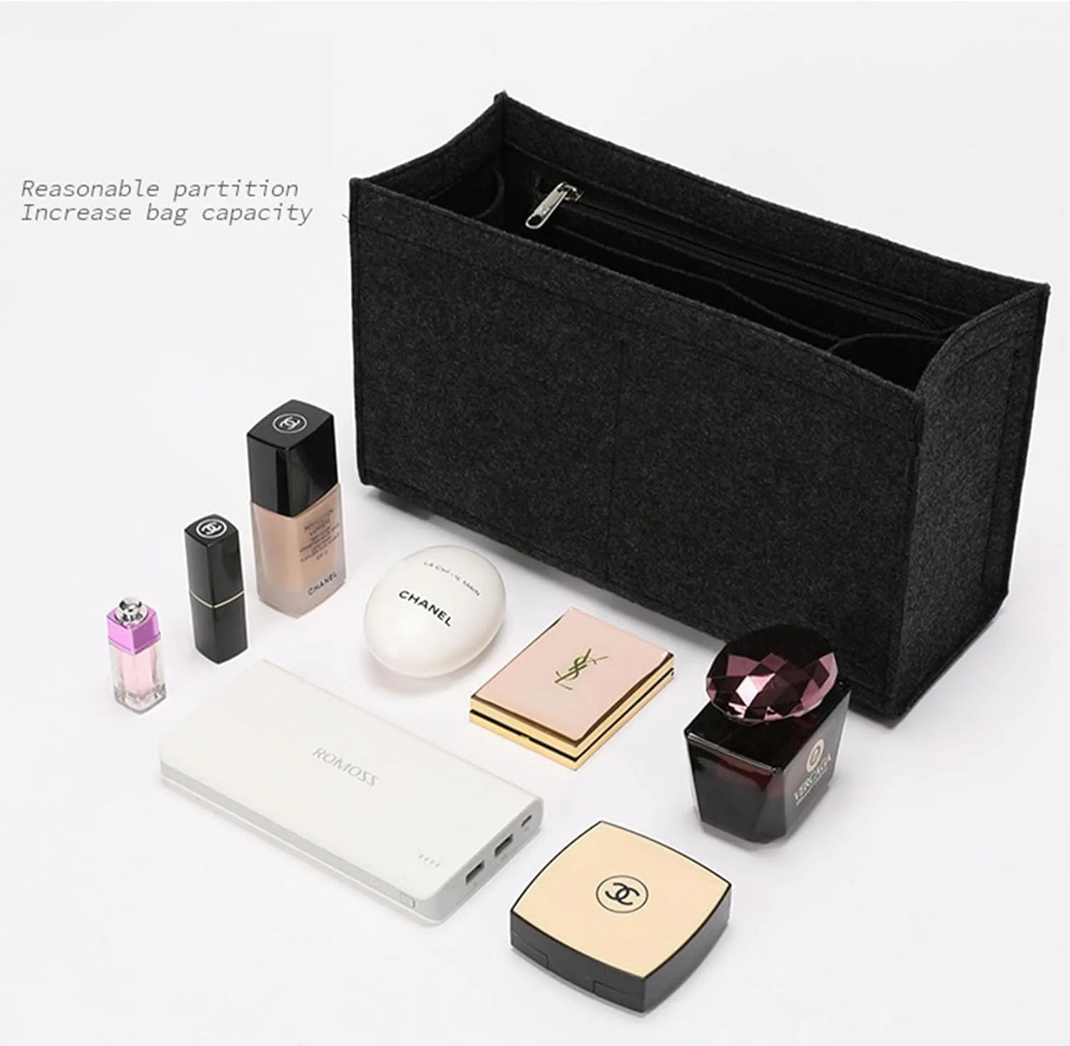 Lckaey bag organizer for book mini tote bag woman felt insert bag organizer 2008Darkgrey -Small