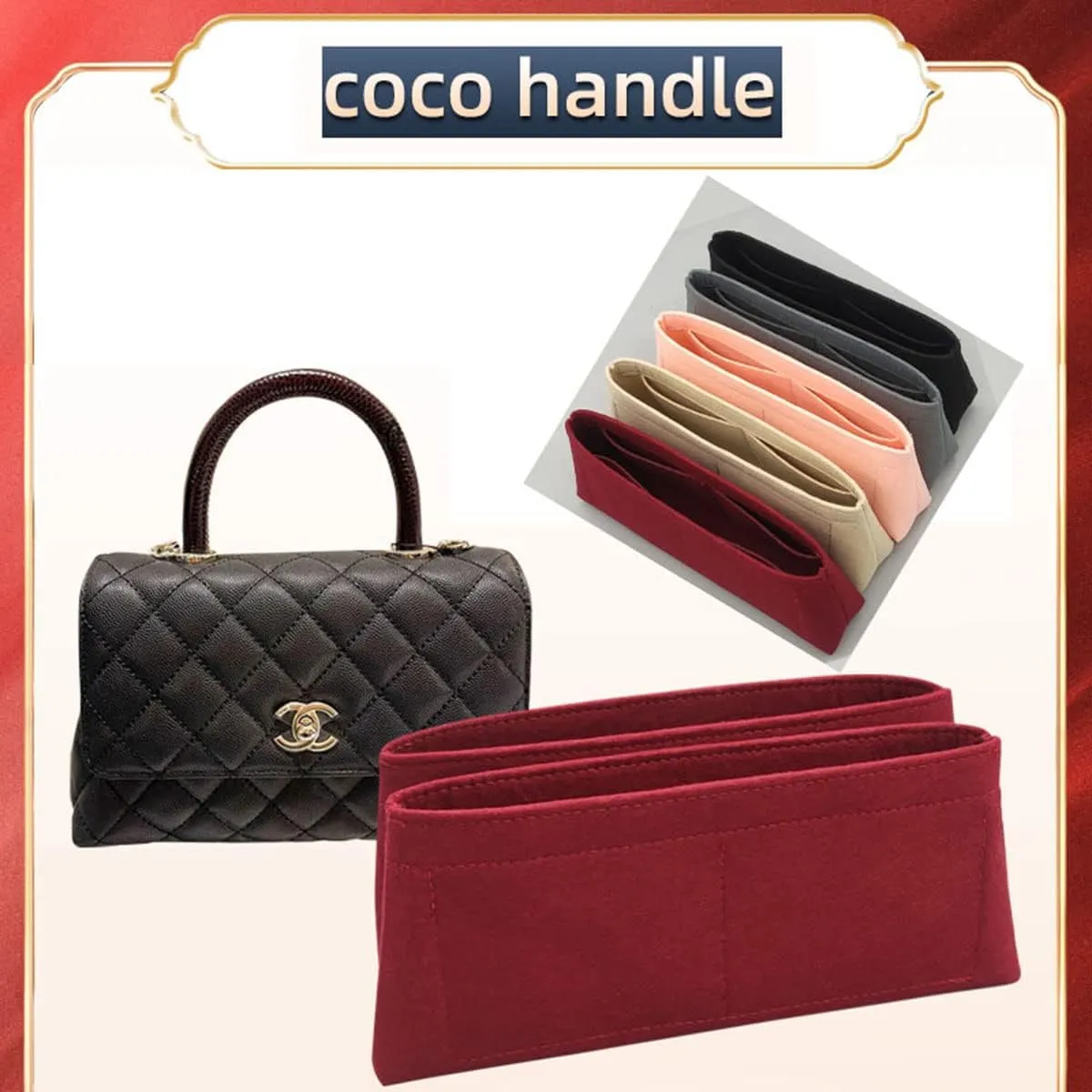 Lckaey Bag Organizer For coco handle large bag organizer Felt insert 2020black-L