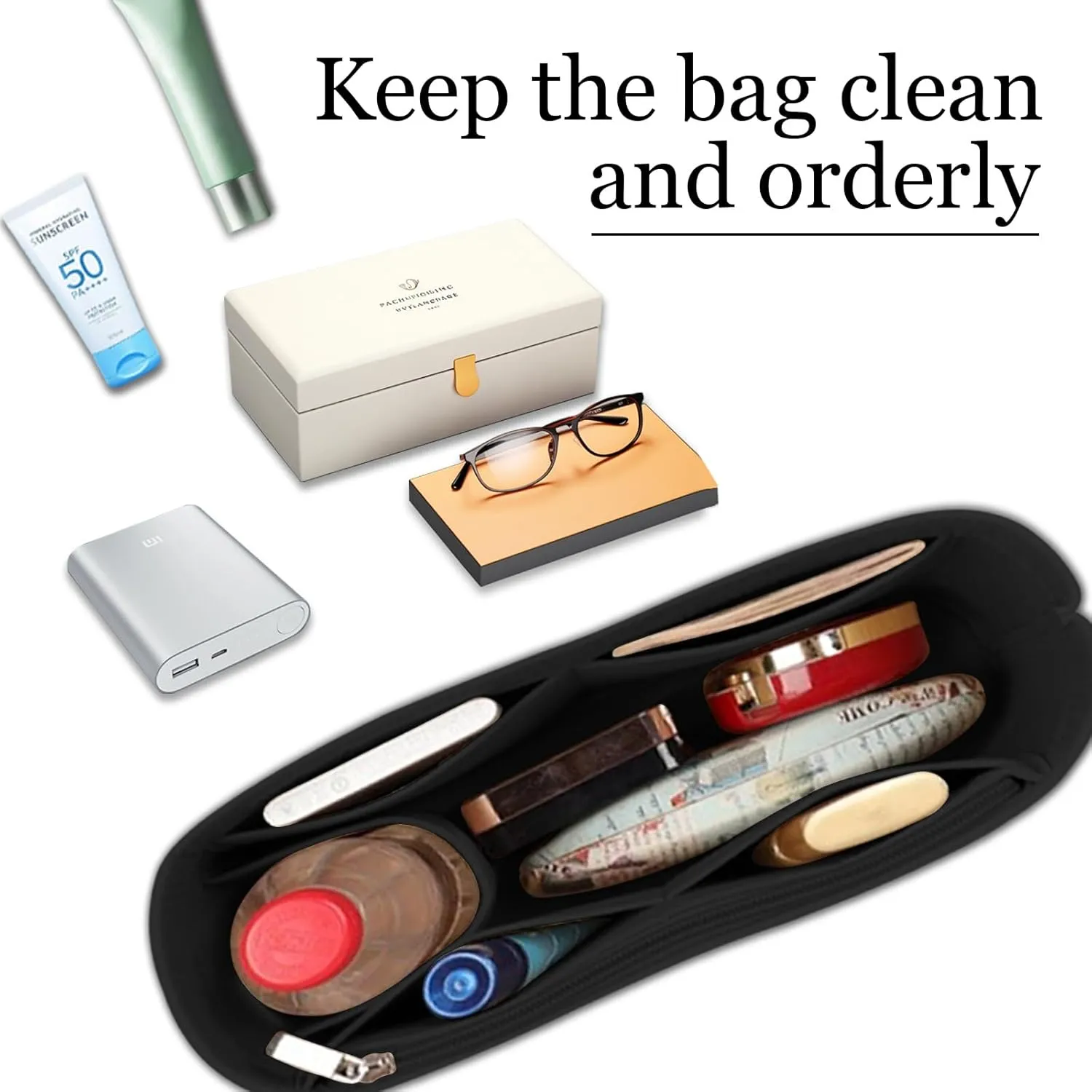 Lckaey Bag Organizer for loewe basket bag Purse Insert - Handbag Felt Insert Y097black