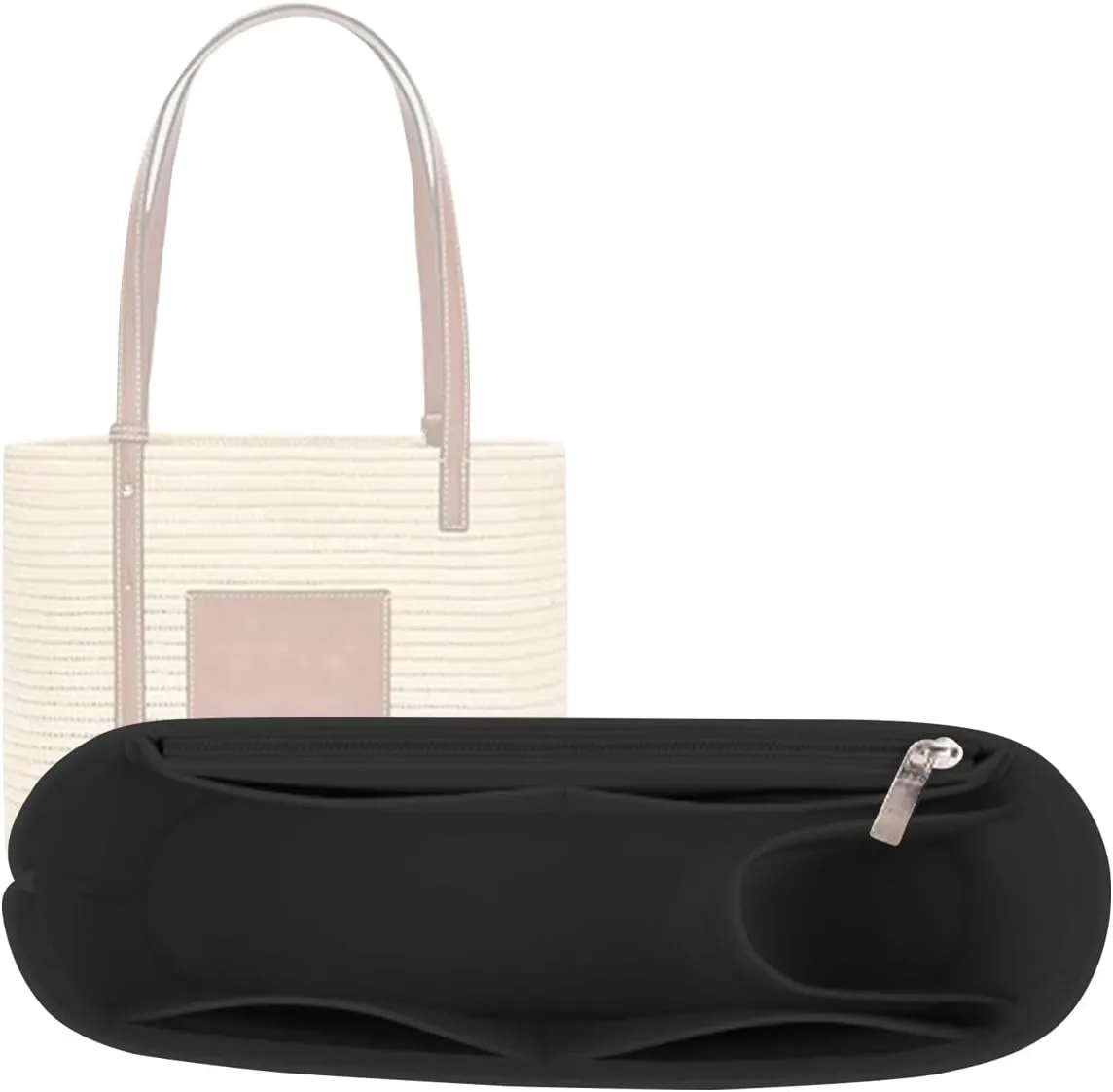 Lckaey Bag Organizer for loewe basket bag Purse Insert - Handbag Felt Insert Y097black