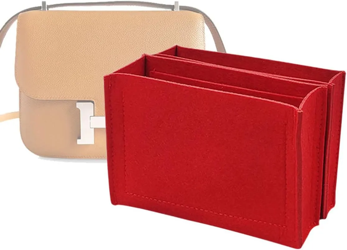 Lckaey Felt Insert Purse Organizer for Constance 24 Bag Organizer，hermes constance insert 2033red-M