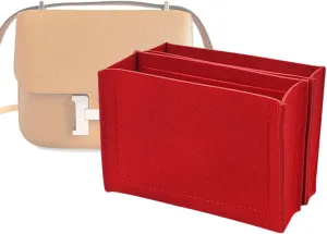 Lckaey Felt Insert Purse Organizer for Constance 24 Bag Organizer，hermes constance insert 2033red-M
