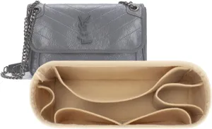 Lckaey Felt Insert Purse Organizer for niki 22 28 32 Vagabond Bag Inner liner Storage insert 2043beige-M