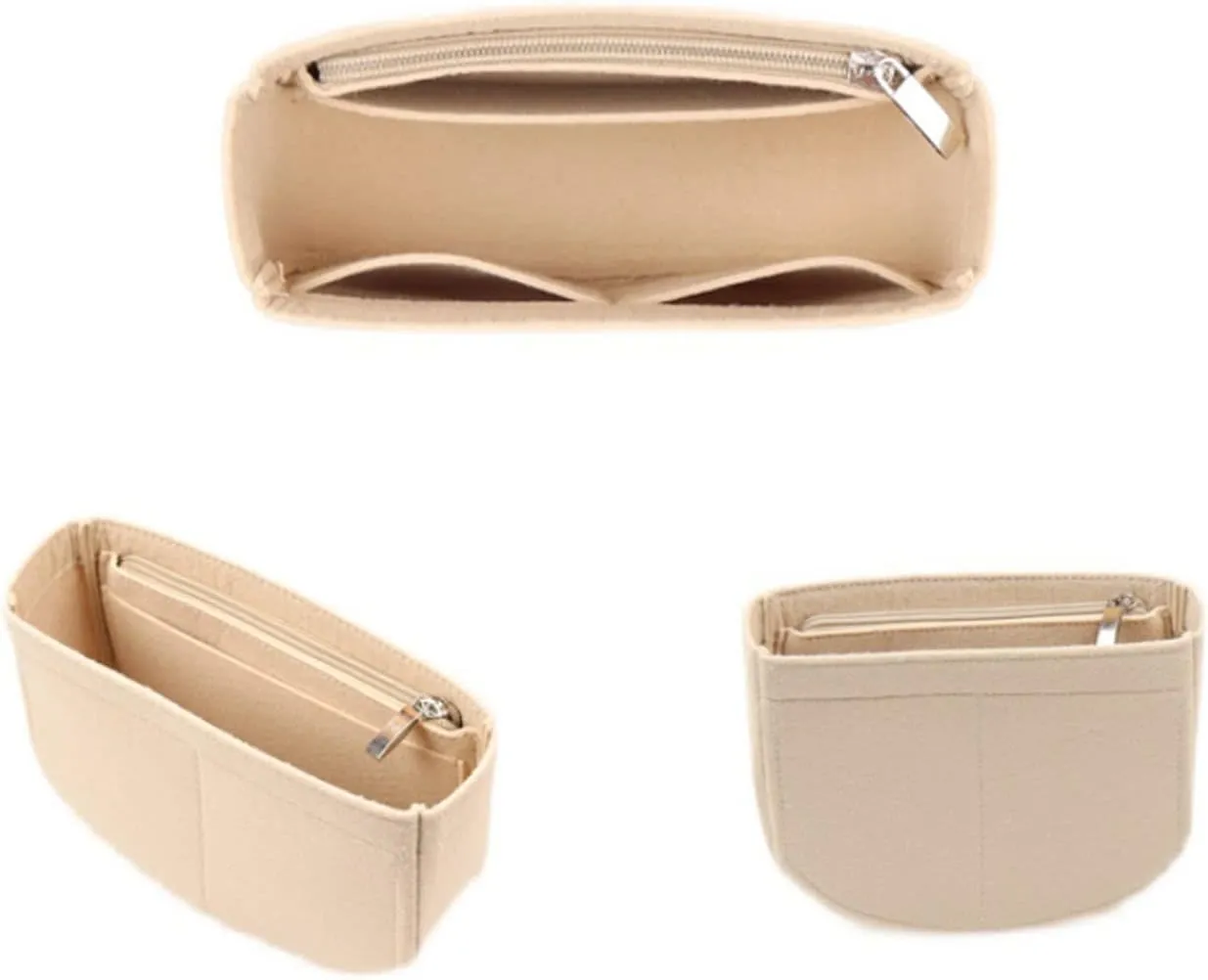 Lckaey Felt Insert Purse Organizer for saddle bag bobby liner bag handbag storage bag2045beige-L