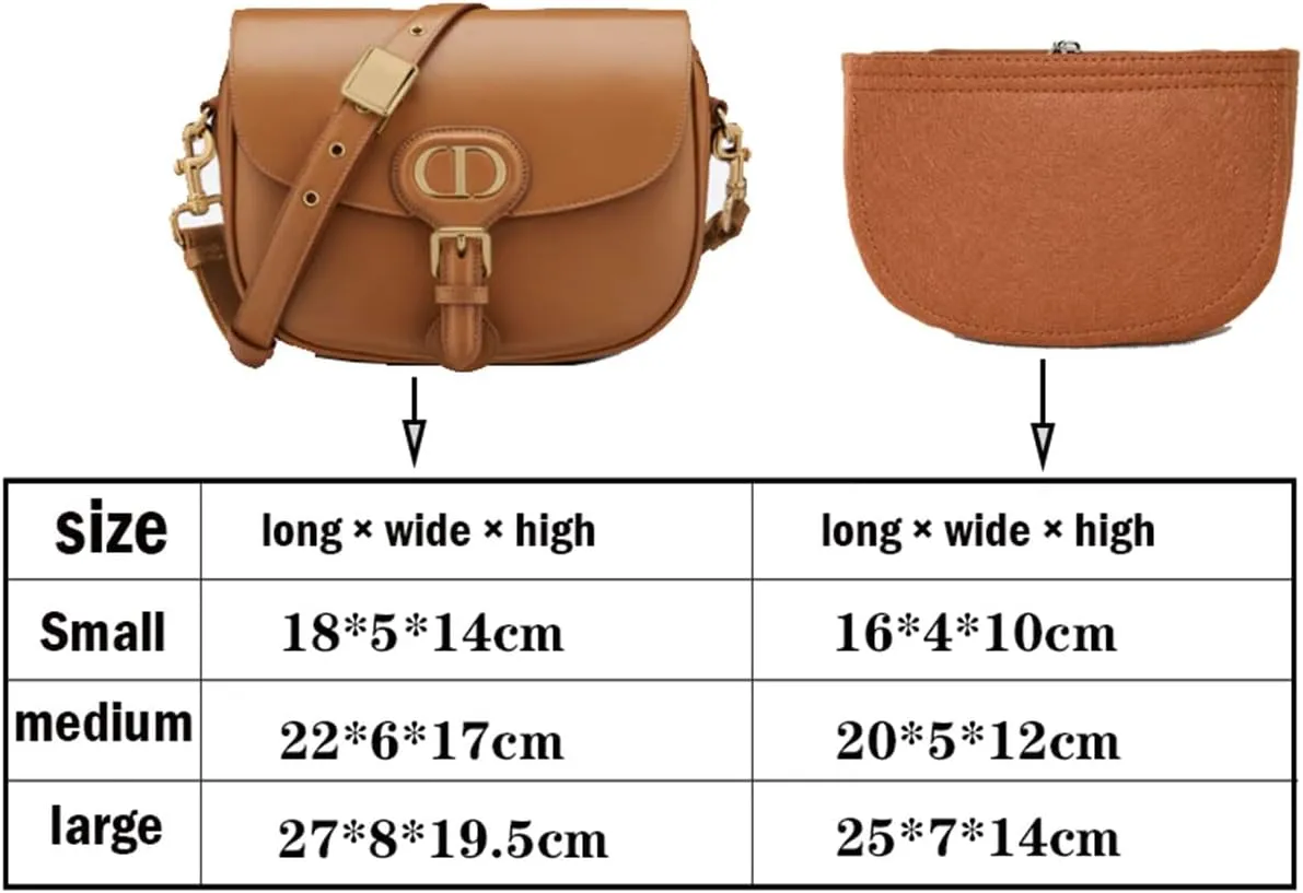 Lckaey Felt Insert Purse Organizer for saddle bag bobby liner bag handbag storage bag2045beige-L