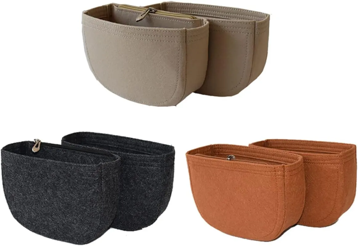 Lckaey Felt Insert Purse Organizer for saddle bag bobby liner bag handbag storage bag2045Caramel -L