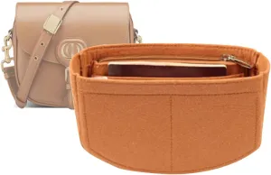 Lckaey Felt Insert Purse Organizer for saddle bag bobby liner bag handbag storage bag2045Caramel -L