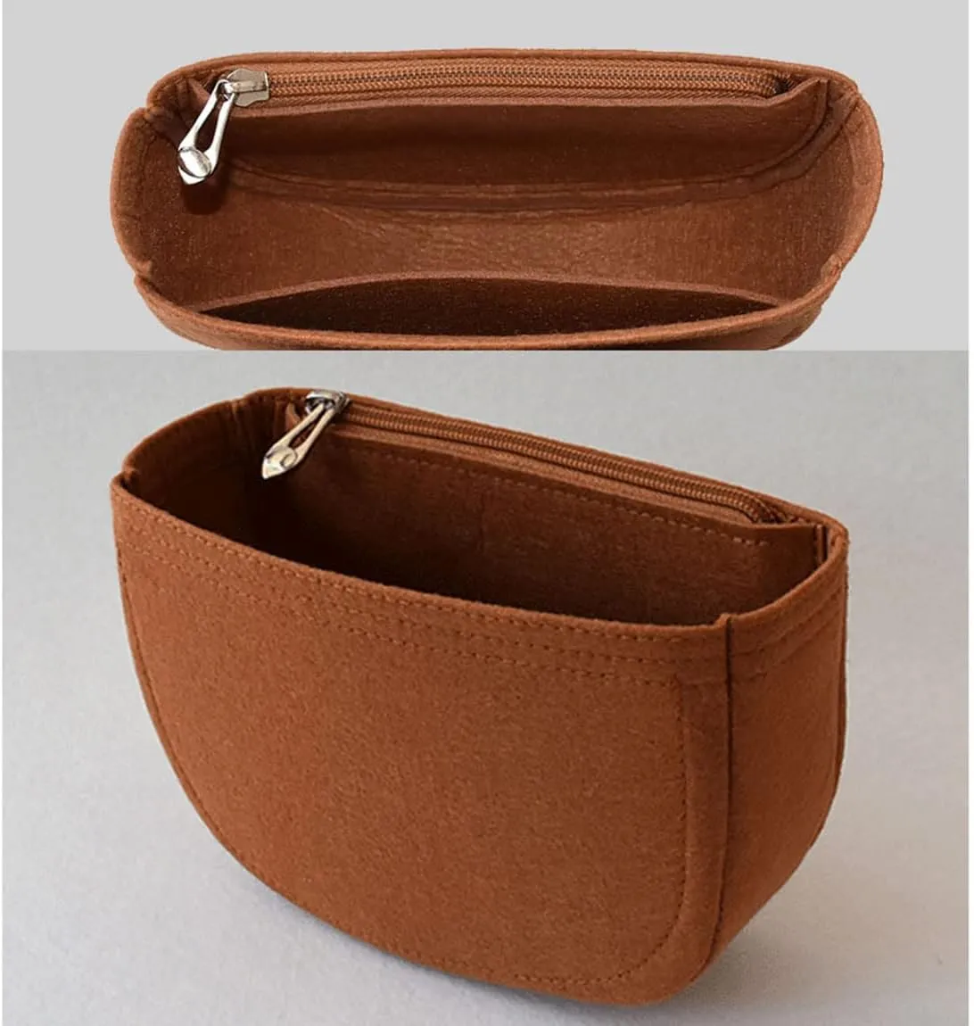 Lckaey Felt Insert Purse Organizer for saddle bag bobby liner bag handbag storage bag2045Caramel -L