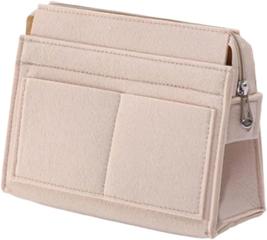 Lckaey Felt Purse Organizer Insert For Padlock inner bladder bag inner bag storage bag 1031beige28*10 * 17cm