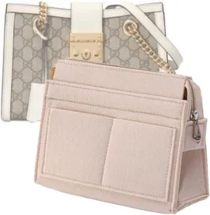 Lckaey Felt Purse Organizer Insert For Padlock inner bladder bag inner bag storage bag 1031beige28*10 * 17cm