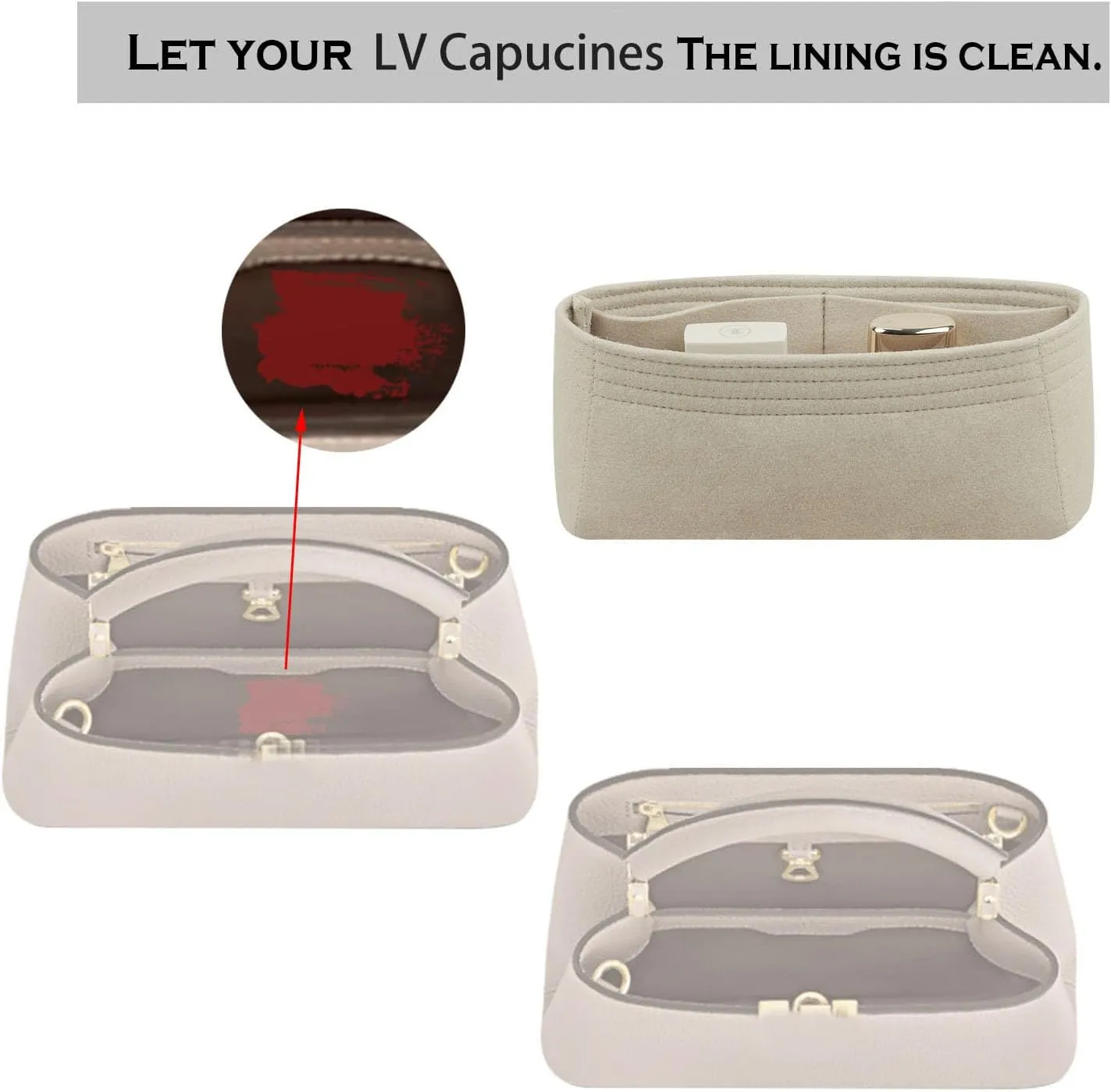 Lckaey handbag Organizer for louis vuitton capucines bag CAPUCINES bag insert 2093coffee-M