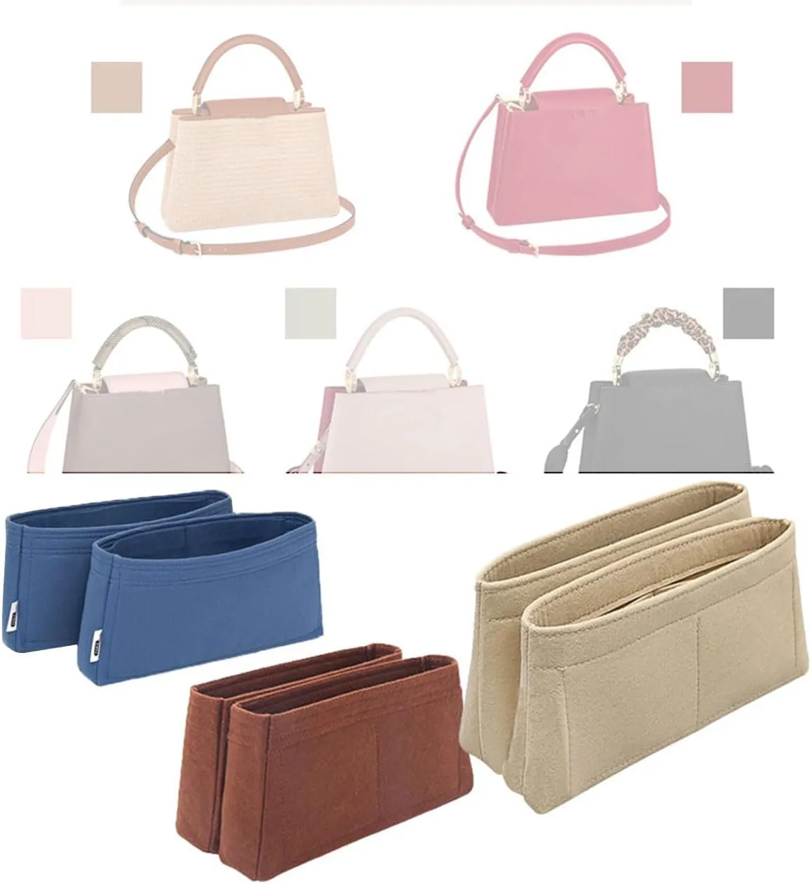 Lckaey handbag Organizer for louis vuitton capucines bag CAPUCINES bag insert 2093coffee-M