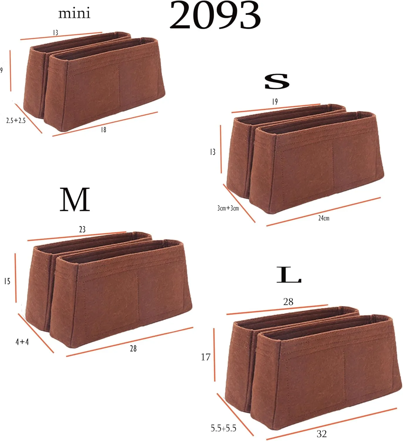 Lckaey handbag Organizer for louis vuitton capucines bag CAPUCINES bag insert 2093coffee-M