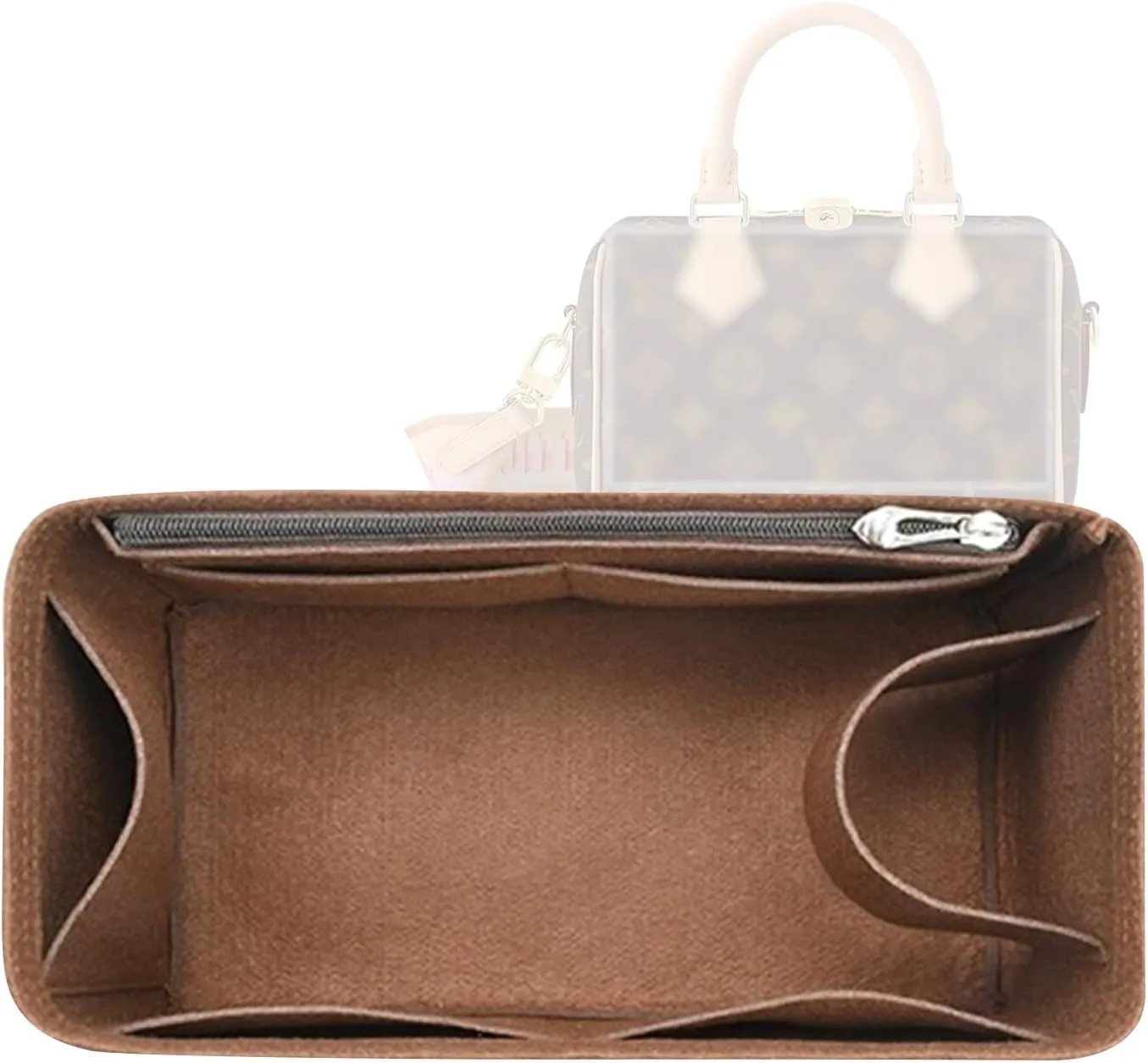 Lckaey handbag organizer for speedy 25 organizer insert Tote Bag and hand bag protector Y073Coffee-M