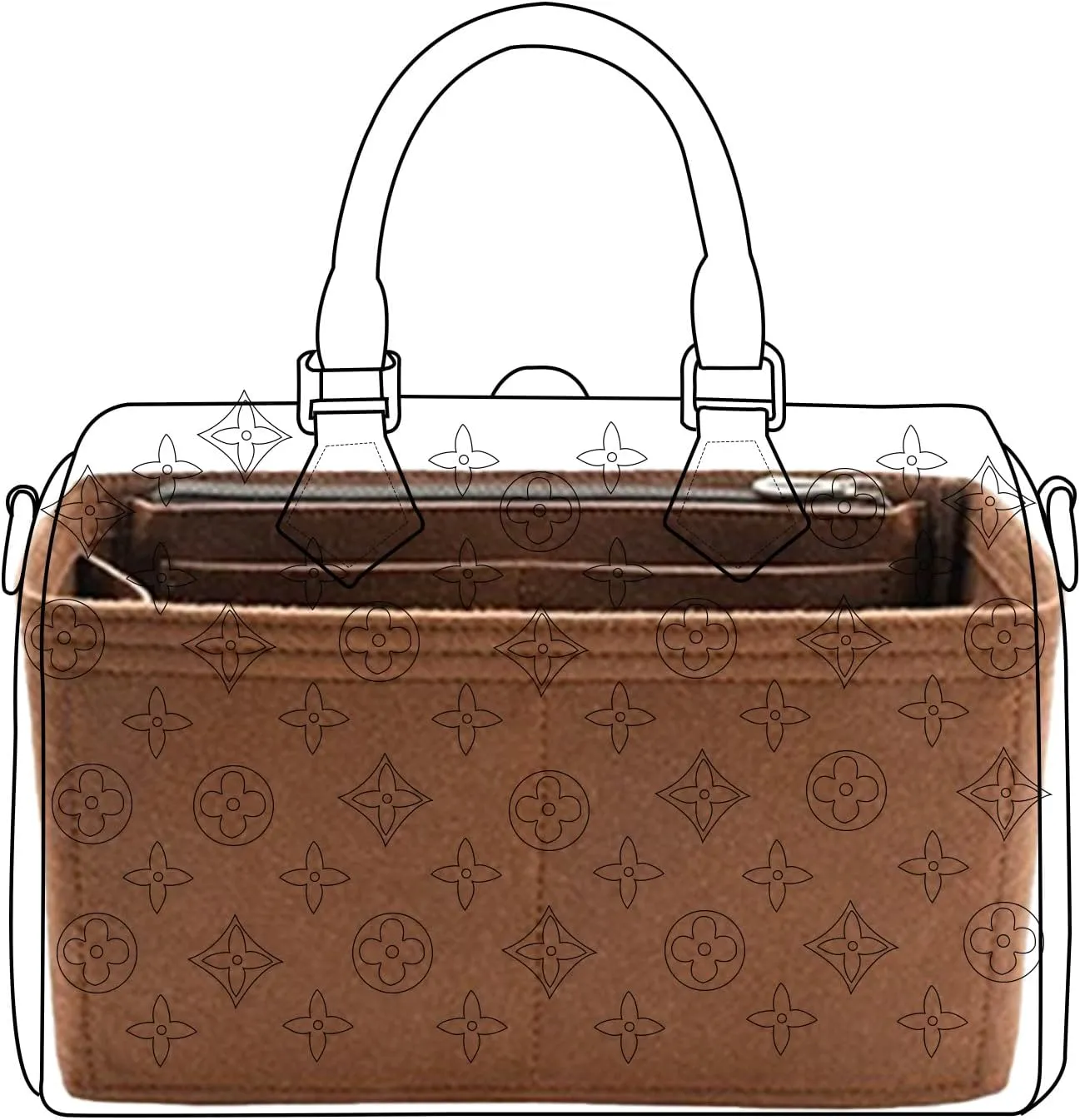 Lckaey handbag organizer for speedy 25 organizer insert Tote Bag and hand bag protector Y073Coffee-M
