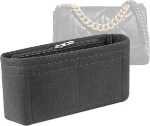 Lckaey Purse Organizer Insert for 19 Flap Bag Small bag Organizer with Side Zipper Pocket 1016grey-S