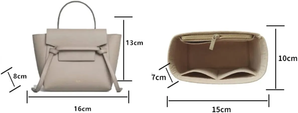 Lckaey Purse Organizer insert for celine nano belt MINI bag pico nano catfish liner For Celine Organizer 2092Black