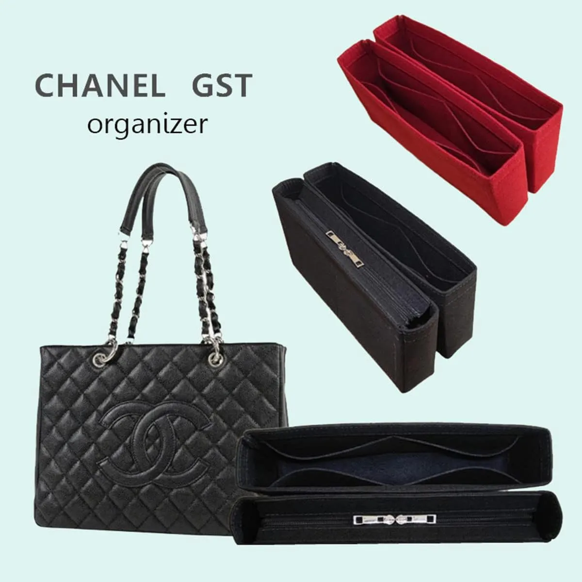 Lckaey Purse Organizer Insert for GST handbag liner bag lined storage felt Insert 2pcs 2018Claret-GST
