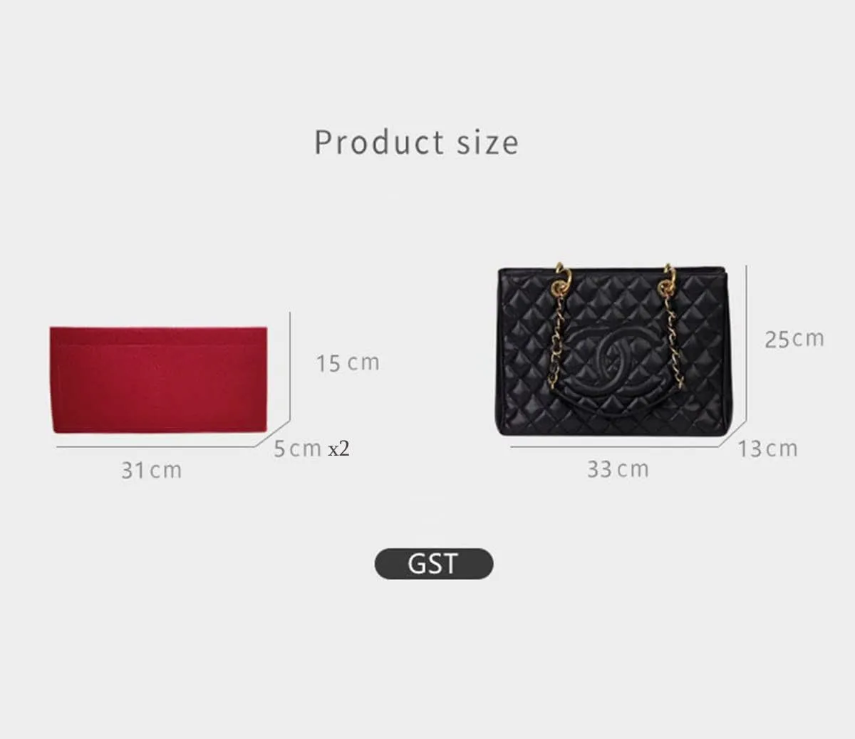 Lckaey Purse Organizer Insert for GST handbag liner bag lined storage felt Insert 2pcs 2018Claret-GST