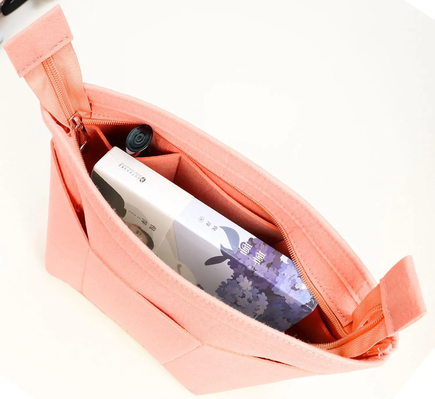 Lckaey Purse Organizer Insert for Tote Handbags,Felt Bag organizer with zipper1075pink-M