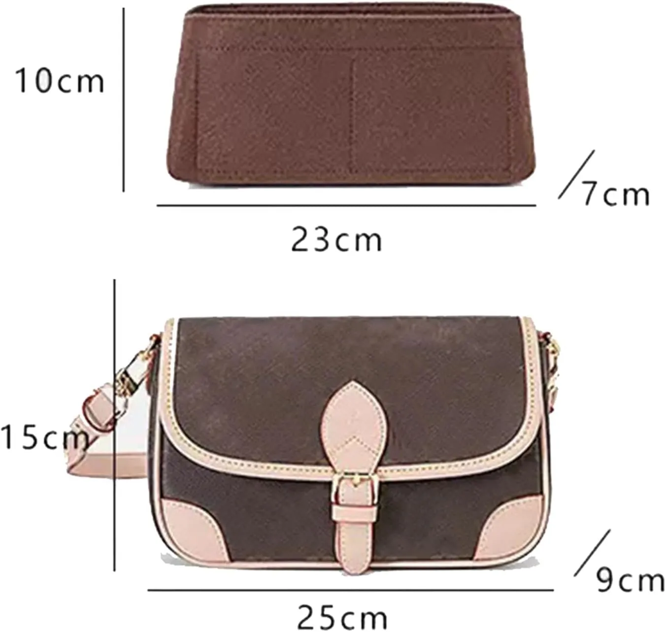 Lckaey Purse Organizer Insert, used for new Diane stick liner bag storage and sorting bag2072Dark coffee