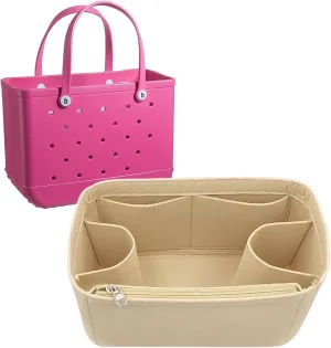 Lckaey Rubber Beach Bag Organizer Compatible with Bo Bag Tote,Divider Pouch for Bo Bags Accessories Felt Insert3018khaki-L