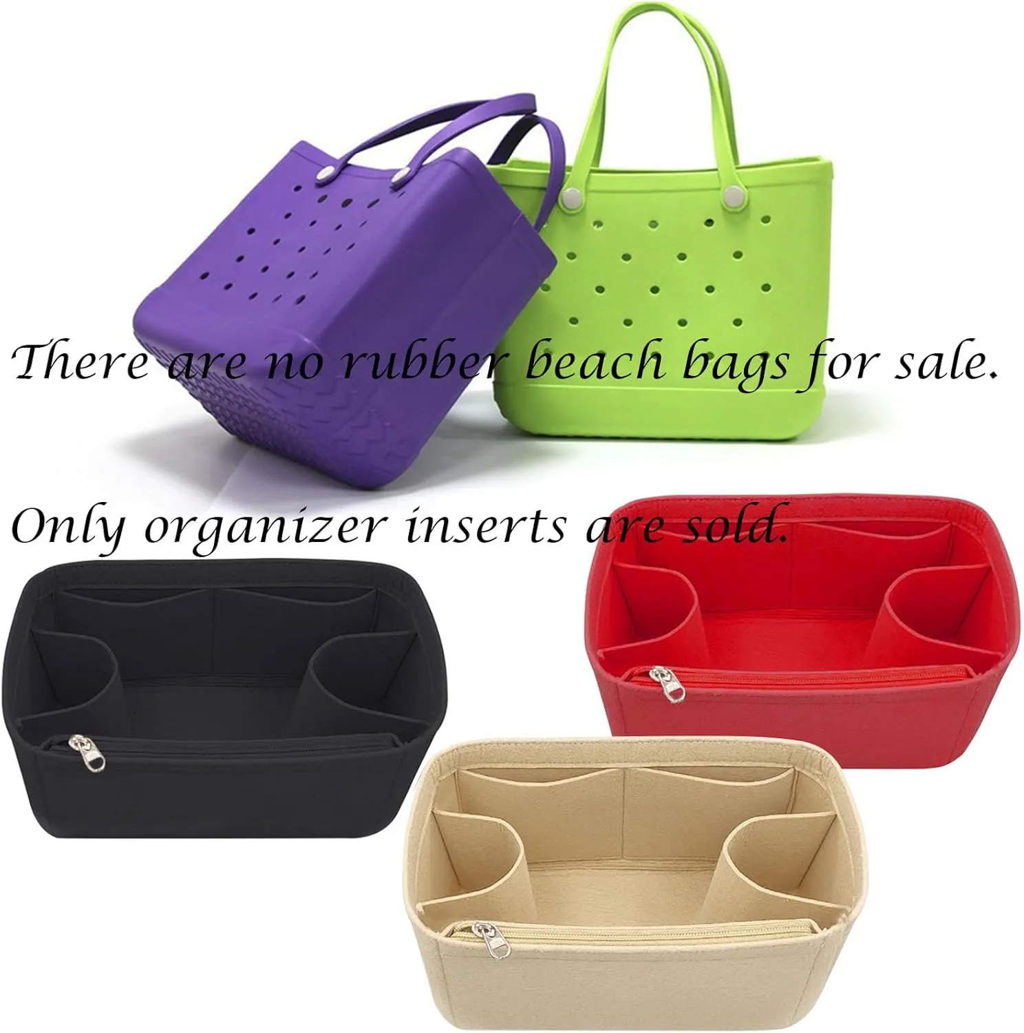 Lckaey Rubber Beach Bag Organizer Compatible with Bo Bag Tote,Divider Pouch for Bo Bags Accessories Felt Insert3018khaki-L