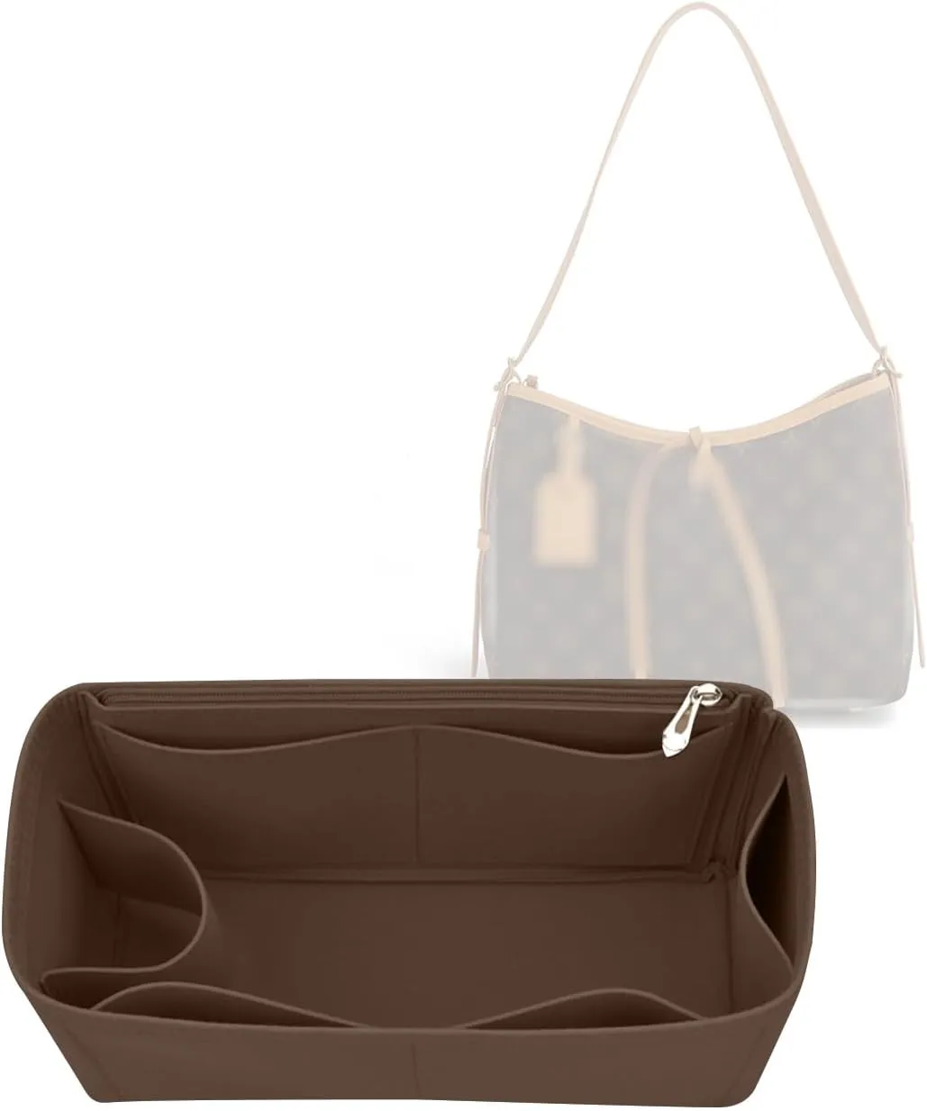 Lckaey tote Organizer Insert for Handbags&Tote Felt Bag for carryall golf cart parts bag Y076Coffee-L