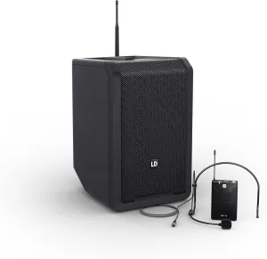 LD Systems ANNY 8 BPH B4.7 Portable Battery-Powered Bluetooth PA Loudspeaker with Headset Microphone, Black
