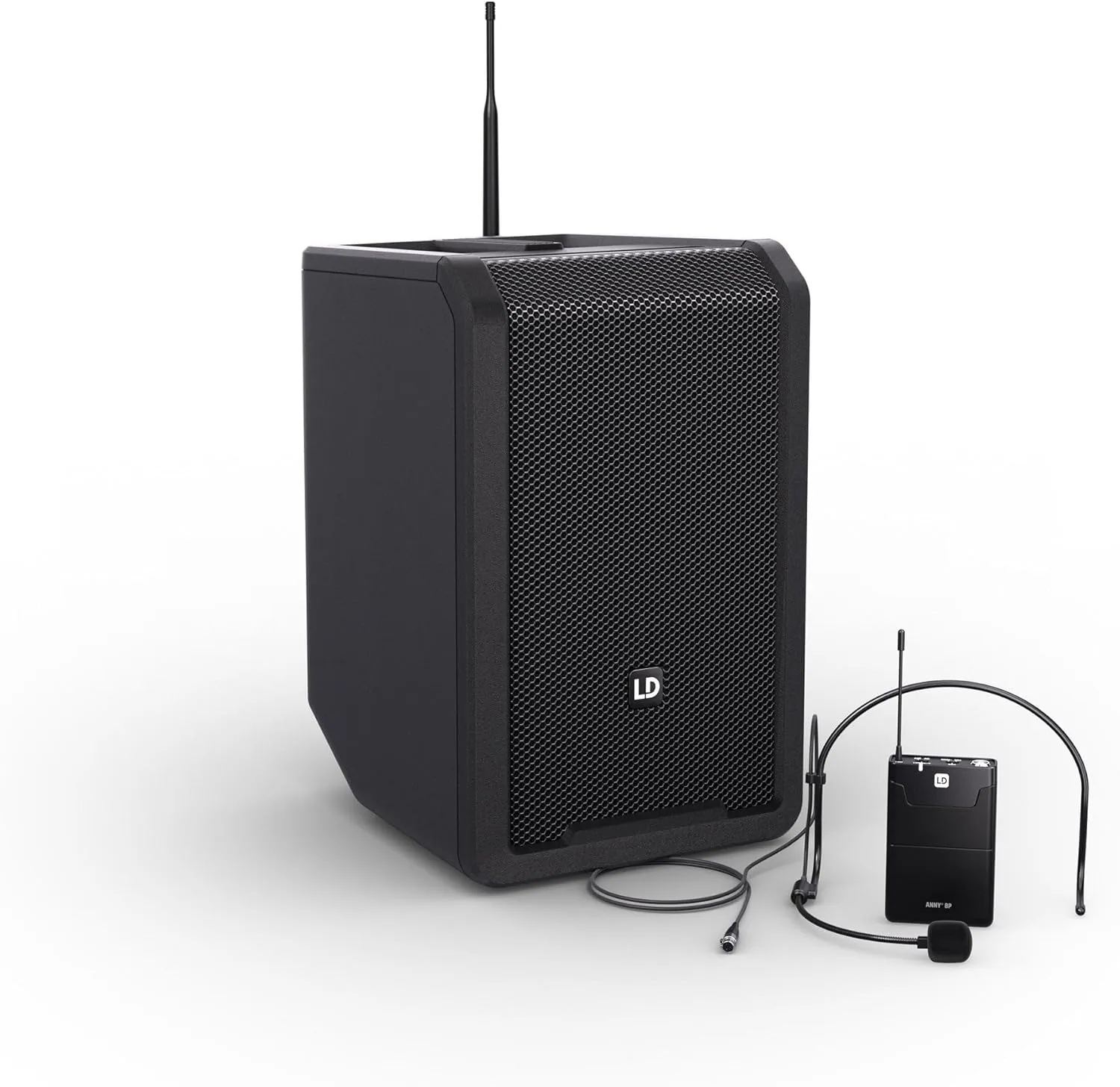 LD Systems ANNY 8 BPH B4.7 Portable Battery-Powered Bluetooth PA Loudspeaker with Headset Microphone, Black