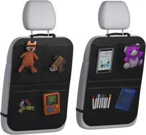 lebogner Back Seat Organizer with 4 Pockets & Kick Mats – Extra-Large 2-Pack Waterproof Back Seat Covers for Cars, Ideal for Protecting Against Dirt, Mud, and Scratches