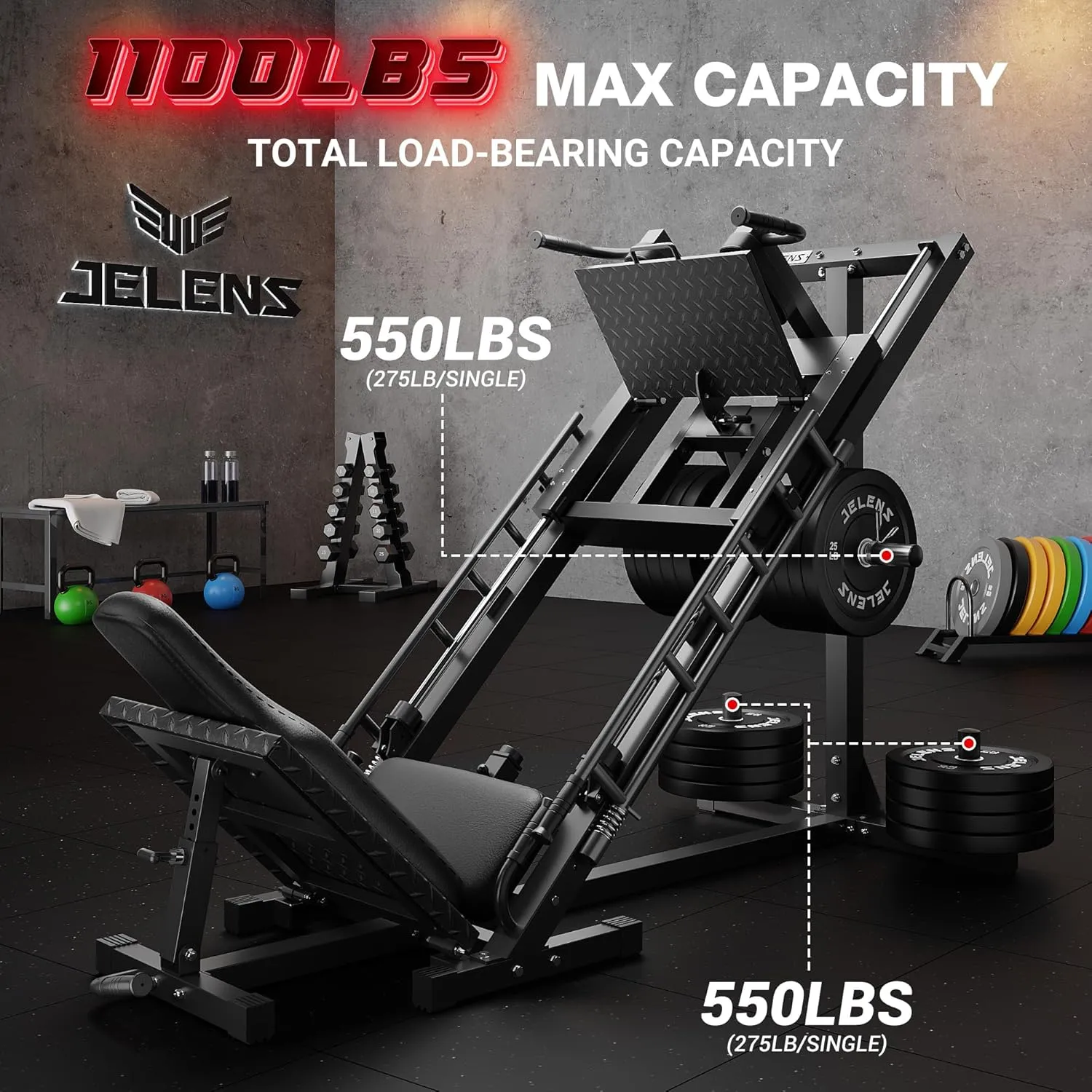 Leg Press Hack Squat Machine, Leg Machine for Home Gym with Linear Bearing, L11 Professional Adjustable Leg Exercise Machine, Lower Body Special, Leg Machine
