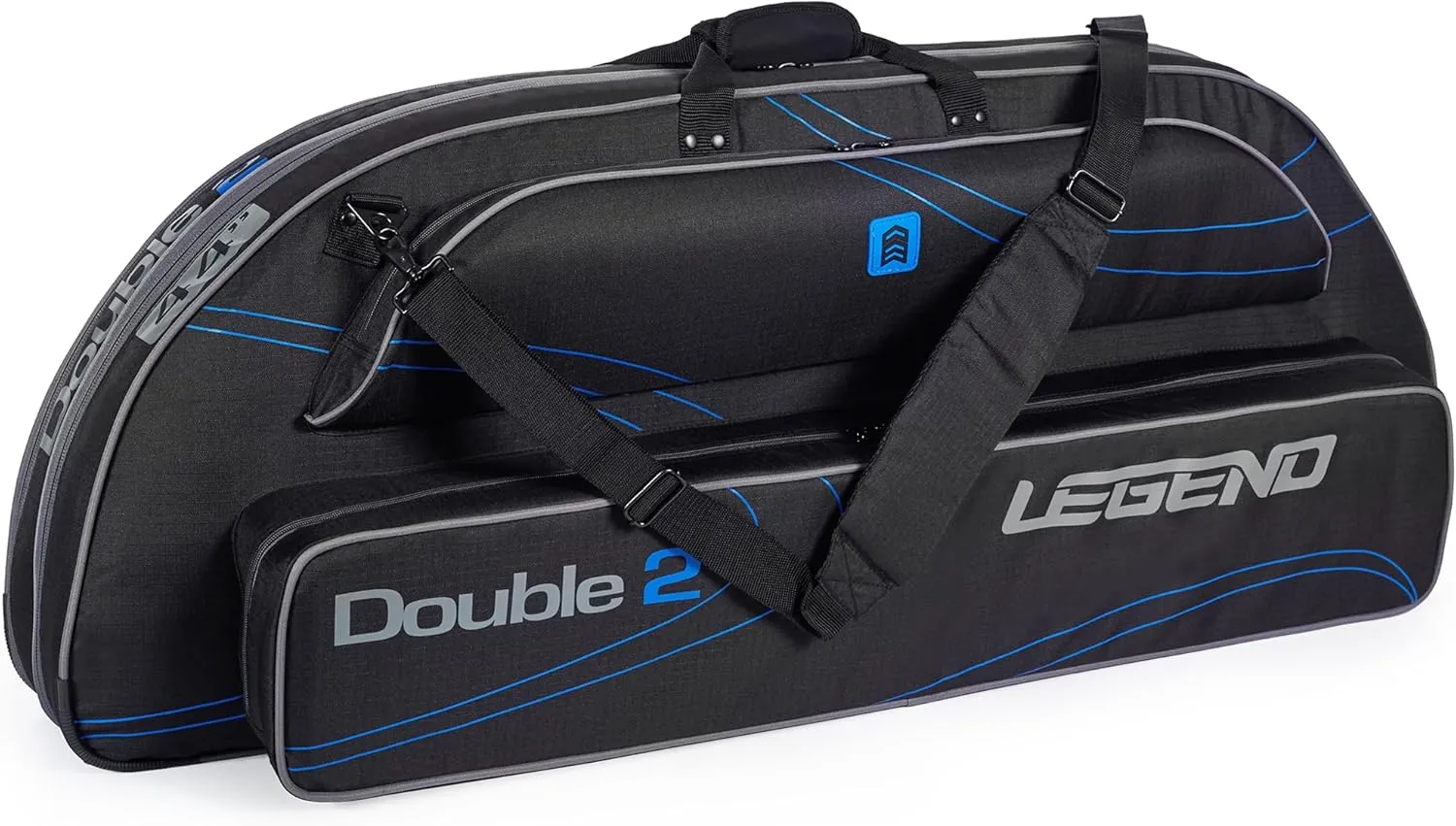 Legend Double 2 Compound Bow Travel Case - Archery Case with Foam Padding, Nylon Material, Storage Pockets for Accessories - Heavy-Duty Bow Soft Case, Fits MTM Arrow Carry Case & 2 Bows - 44.8x17