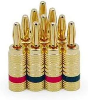 Legrand - OnQ Speaker Wire Plug, Banana Plug, Universal Speaker Wire Connector, Male to Male Closed Type with Dual Screws, Gold, 364827V5, 5 Pack