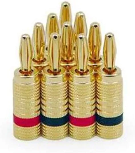 Legrand - OnQ Speaker Wire Plug, Banana Plug, Universal Speaker Wire Connector, Male to Male Closed Type with Dual Screws, Gold, 364827V5, 5 Pack