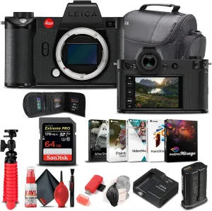 Leica SL2-S Mirrorless Digital Camera (Body Only) (10880)   64GB Memory Card   Corel Photo Software   Card Reader   Case   Deluxe Cleaning Set   Flex Tripod   Memory Wallet   Hand Strap