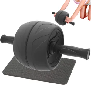 LEZER Ab Roller Wheel, Abdominal Workout, Extra Wide 5.5", Exercise Wheel, Home Gym Fitness Equipment, Core Strength, Muscle, Thick Knee Pad, Made In Taiwan Black