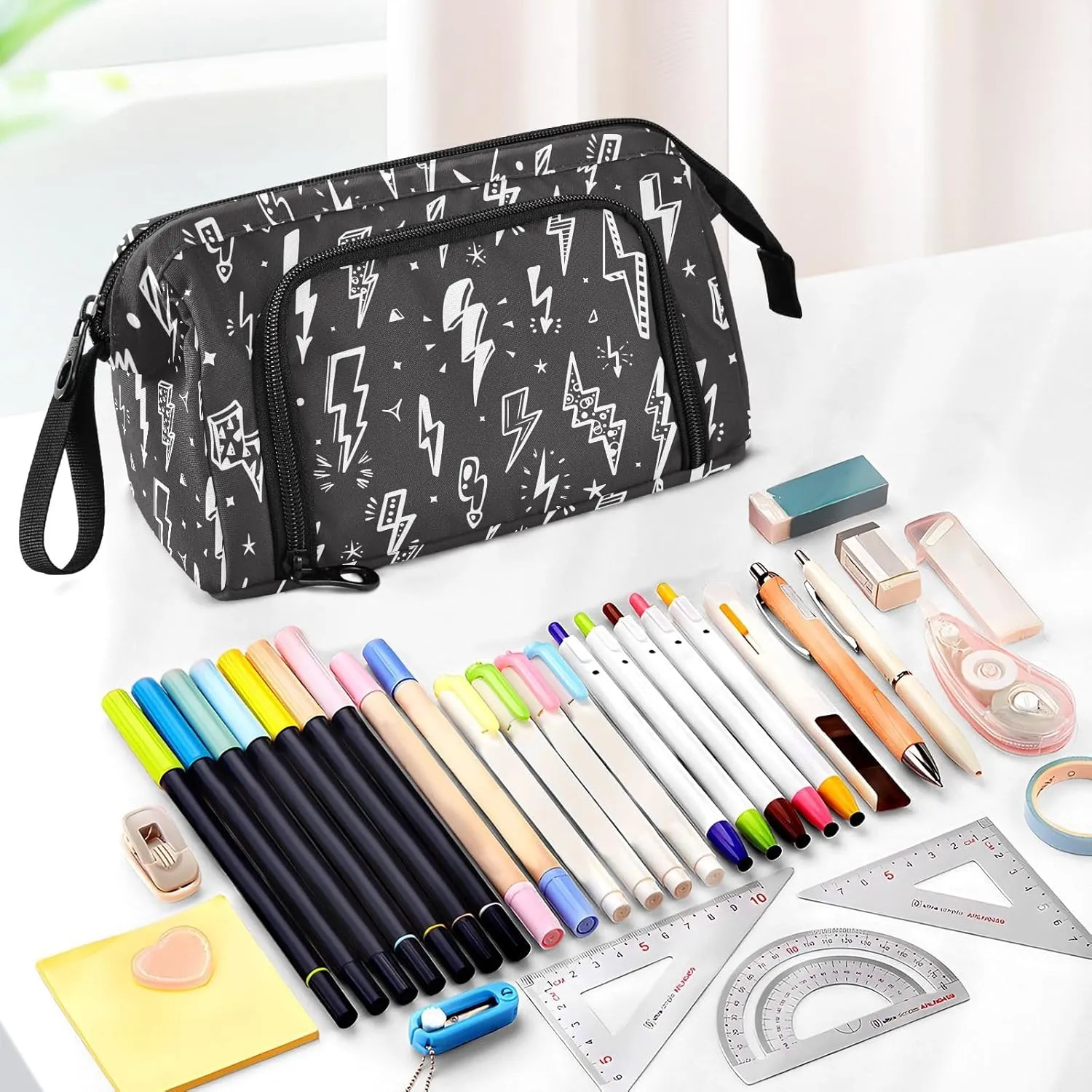 Lightning Bolts Pencil Case Pouch Big Capacity Pencil Bag Box Organizer Pen Case with Zipper Pencil Cases for Teen Girls Boy College Women School
