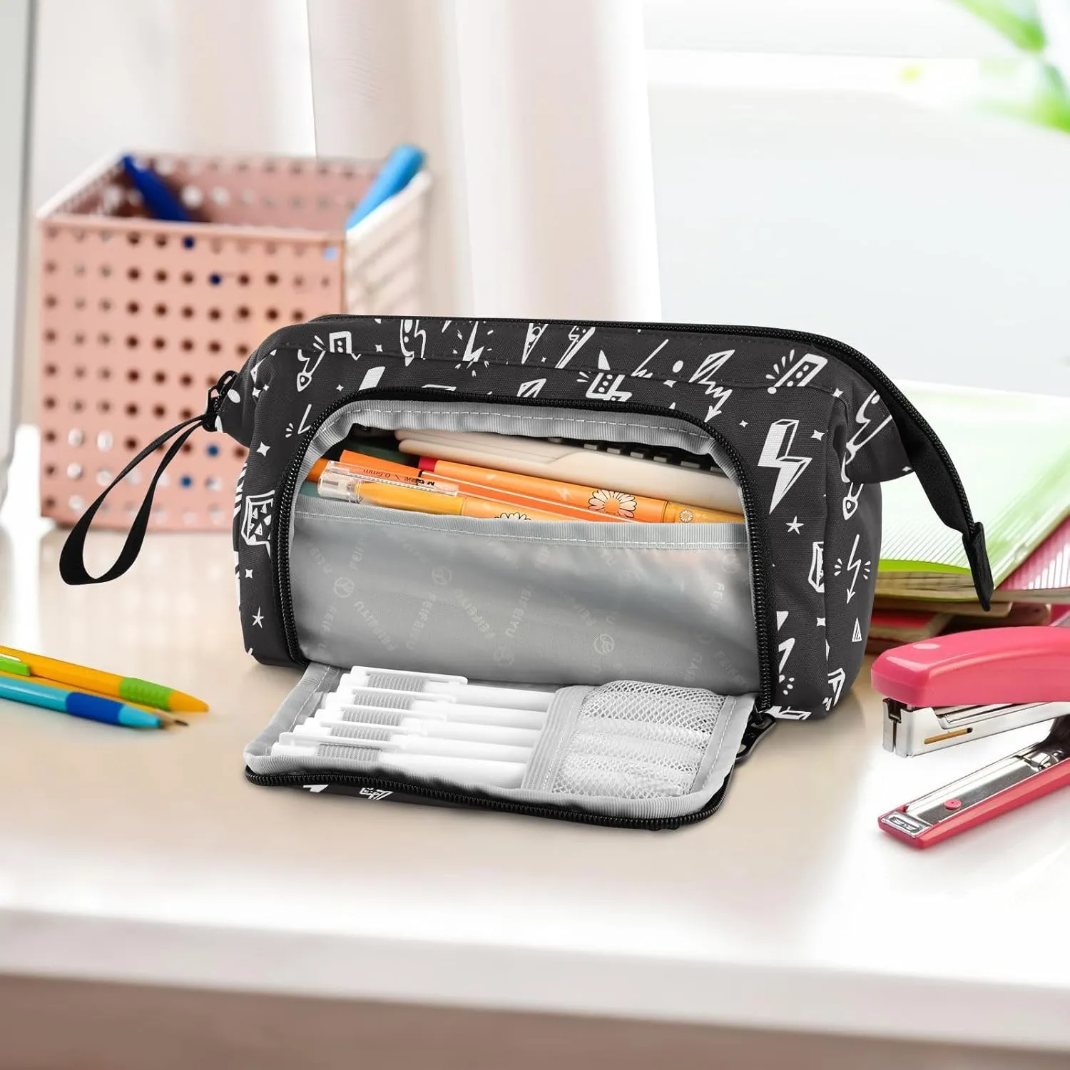 Lightning Bolts Pencil Case Pouch Big Capacity Pencil Bag Box Organizer Pen Case with Zipper Pencil Cases for Teen Girls Boy College Women School