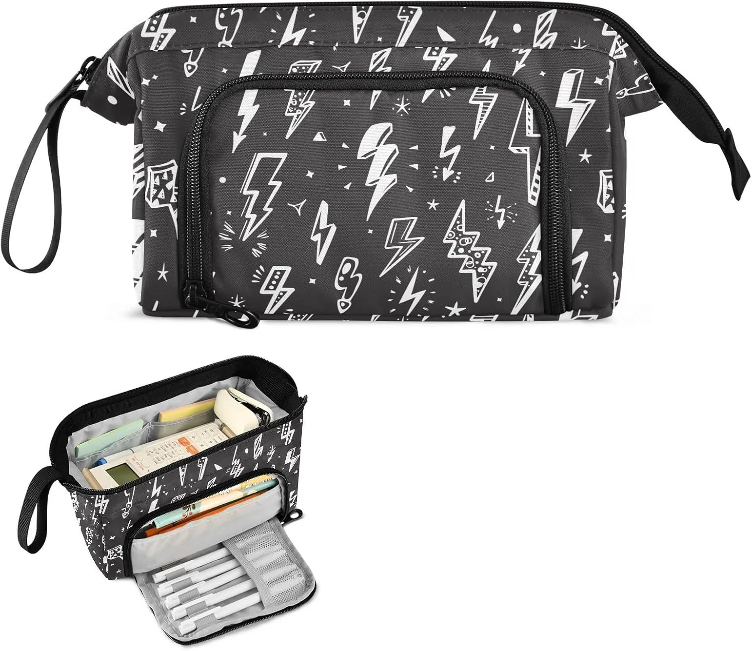 Lightning Bolts Pencil Case Pouch Big Capacity Pencil Bag Box Organizer Pen Case with Zipper Pencil Cases for Teen Girls Boy College Women School