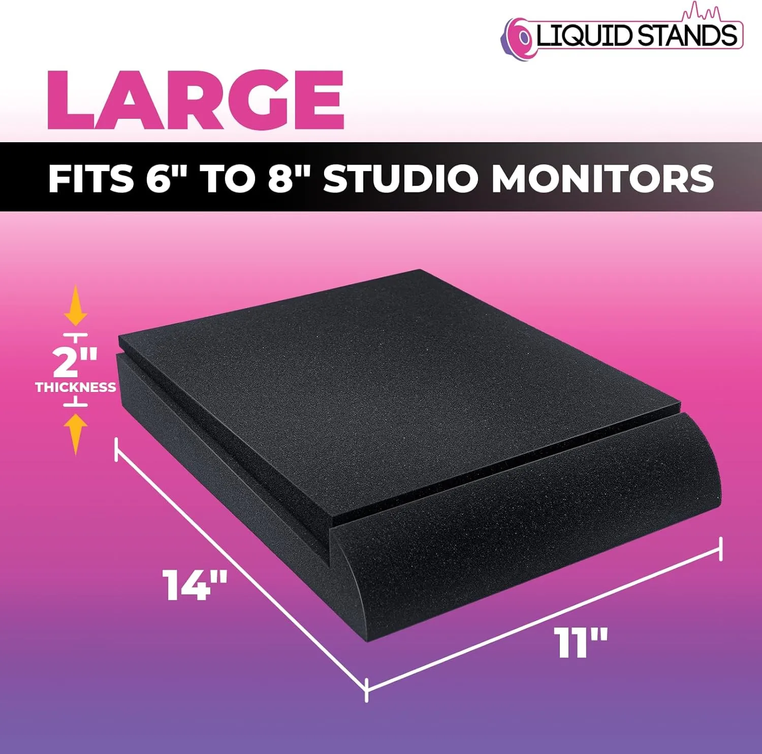 Liquid Stands Studio Monitor Sound Isolation Pads - 6"-8" High-Density Foam Pads Prevent Vibrations - Angled Speaker Riser