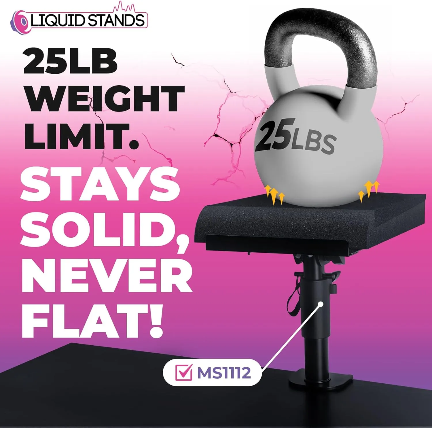 Liquid Stands Studio Monitor Sound Isolation Pads - 6"-8" High-Density Foam Pads Prevent Vibrations - Angled Speaker Riser