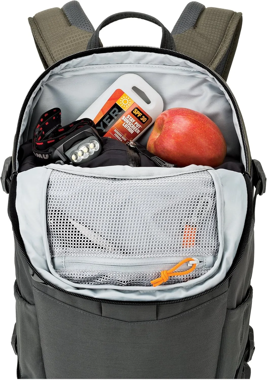 Lowepro LP37015-PWW, Flipside Trek BP 350 AW Backpack for Camera, Stores DSLR with Lens Attached, Extra Lenses, Tripod, 10 Inch Tablet Grey/Dark Green