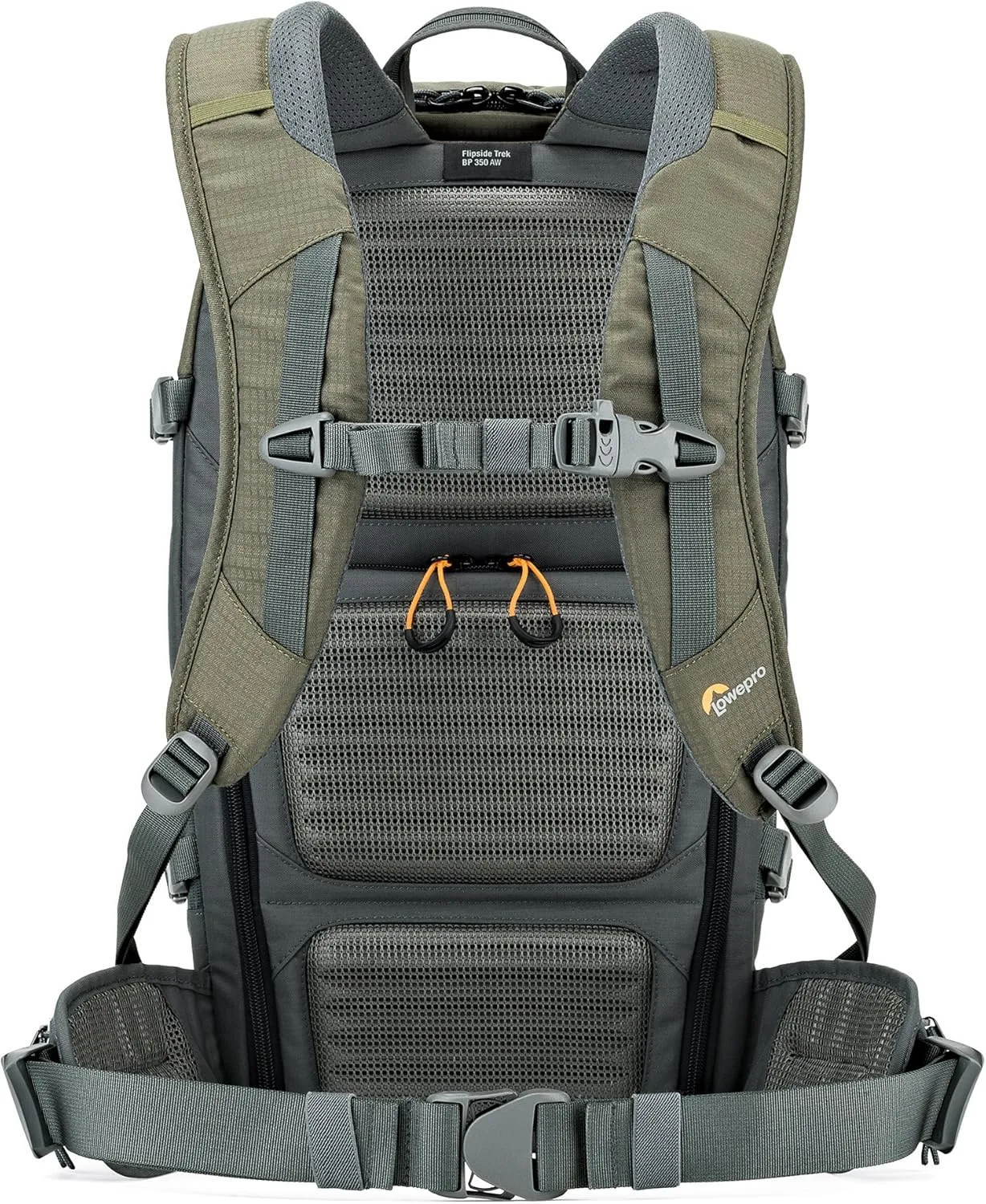 Lowepro LP37015-PWW, Flipside Trek BP 350 AW Backpack for Camera, Stores DSLR with Lens Attached, Extra Lenses, Tripod, 10 Inch Tablet Grey/Dark Green