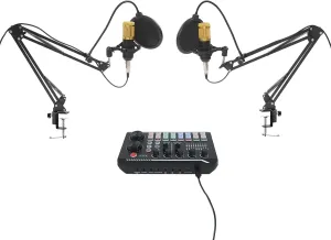 LOYALHEARTDY Podcast Equipment Bundle BM800 Condenser Mic & F998 Live Sound Card with Voice Changer - Multi-functional Studio Microphone for Streaming, Recording, Gaming (Gold/Black, 16 Sound Effects)