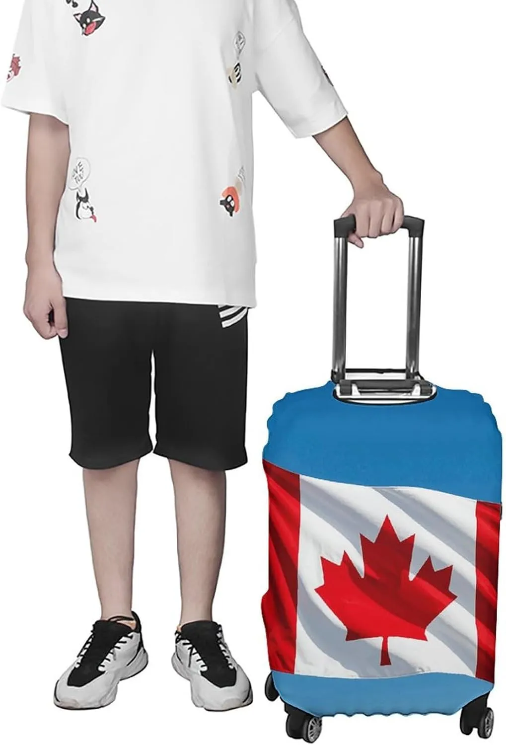 Luggage Cover for Travel, Retro Canada Flag Fashion Luggage Covers, Washable Stretch Suitcases Protector Fits 19-32 Inch Luggage S
