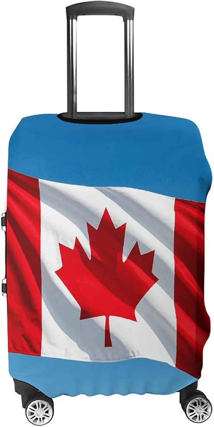 Luggage Cover for Travel, Retro Canada Flag Fashion Luggage Covers, Washable Stretch Suitcases Protector Fits 19-32 Inch Luggage S